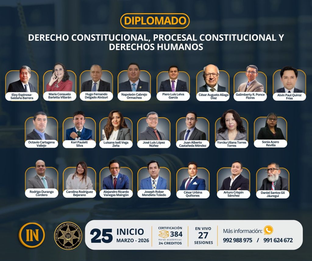 Flyer del Diplomado en Derecho Constitucional, Procesal Constitucional y Derechos Humanos
