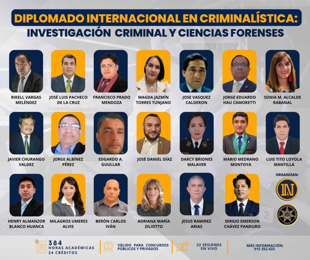 Flyer del Diplomado internacional en Criminalística: Investigación Criminal y Ciencias Forenses