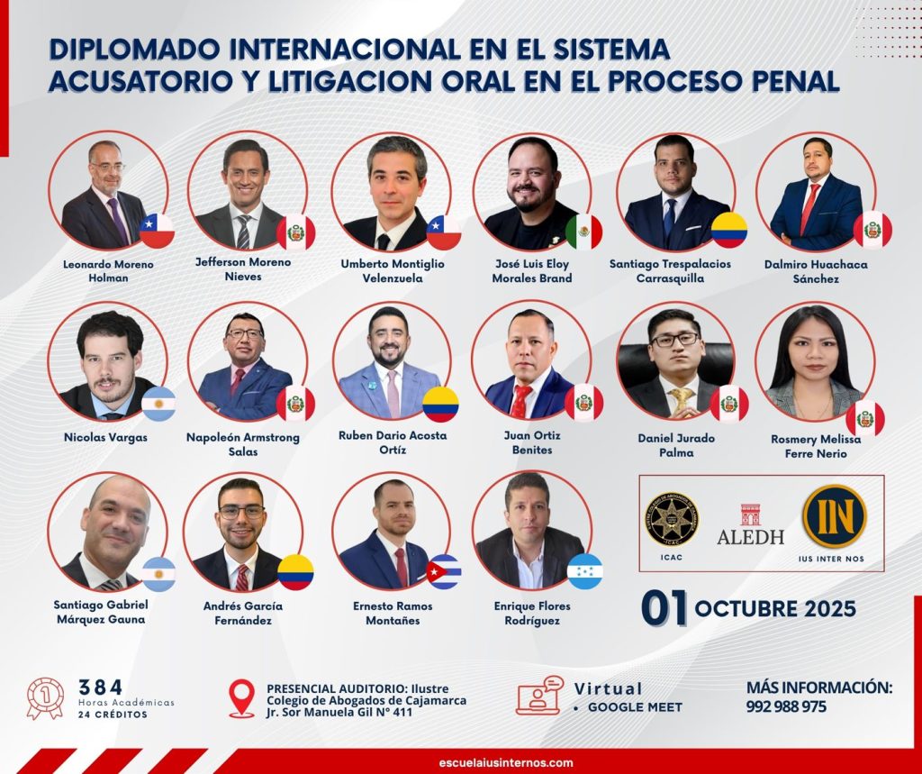 Flyer del Diplomado internacional en Sistema Acusatorio y Litigación Oral en el Proceso Penal