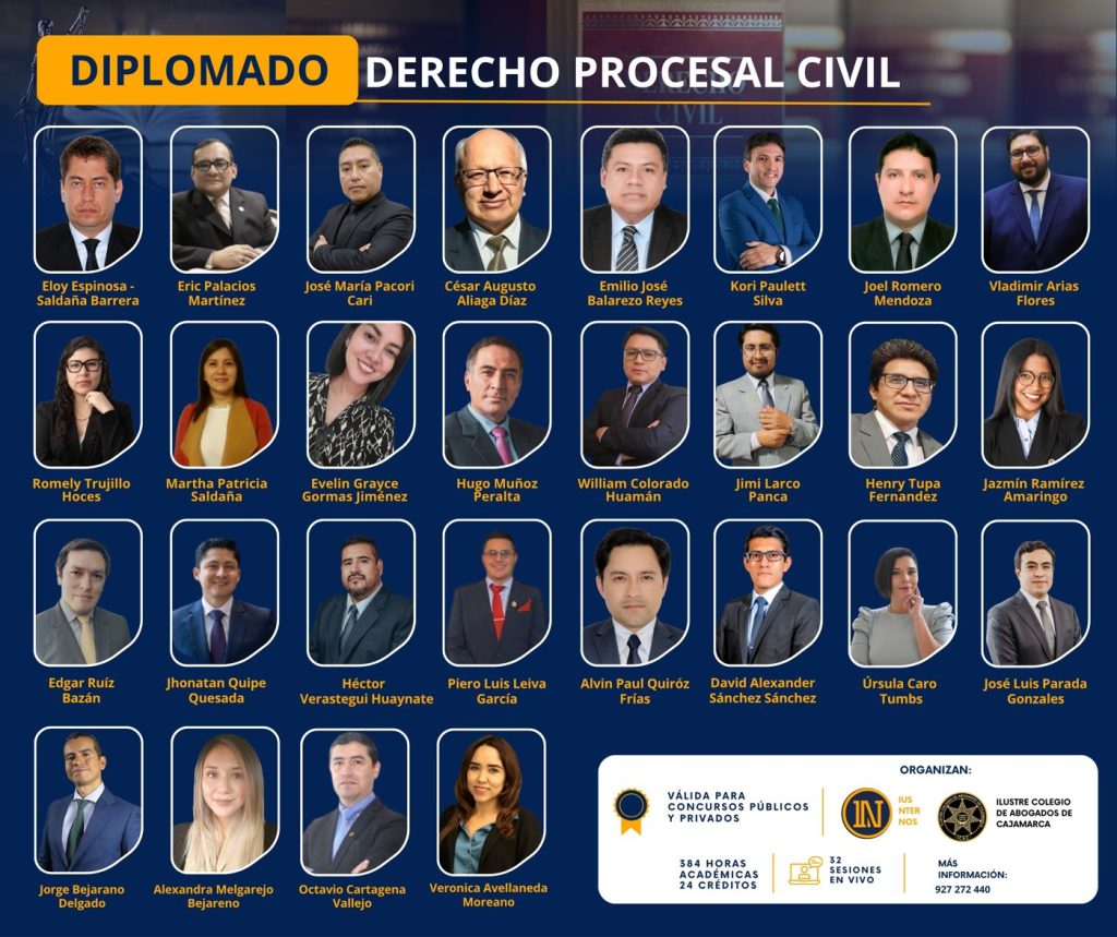 Flyer del Diplomado en Derecho Procesal Civil